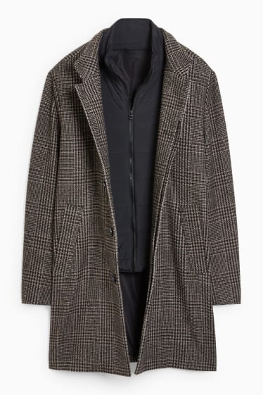 Hommes - Manteau - look 2-en-1 - marron