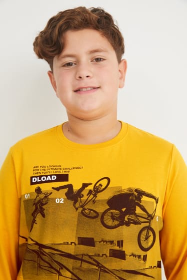 Copii - Băieți - Mărimi extinse - multipack 3 buc. - tricou cu mânecă lungă - portocaliu deschis