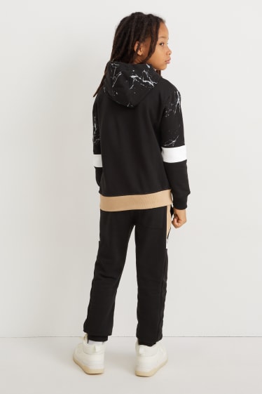 Kinder Buben - Set - Hoodie und Jogginghose - 2 teilig - schwarz