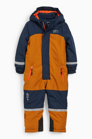 Kinderen: jongens - Skipak met capuchon - oranje / blauw