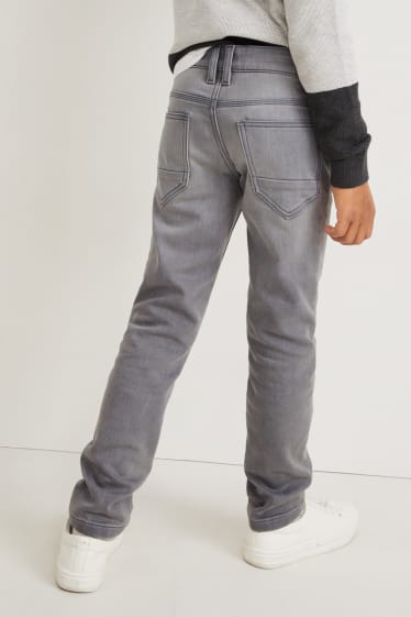 Dzieci - Slim jeans - ciepłe dżinsy - dżins-jasnoszary
