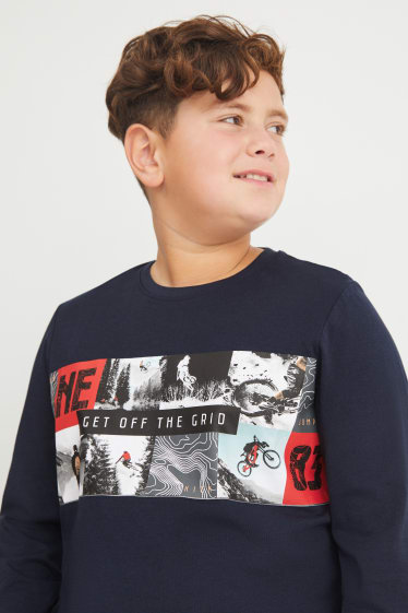 Kinderen: jongens - Uitgebreide maten - set van 2 - longsleeves - donkerblauw