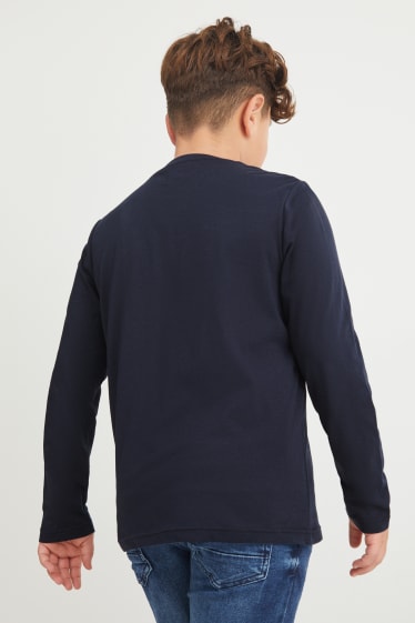 Kinderen: jongens - Uitgebreide maten - set van 2 - longsleeves - donkerblauw