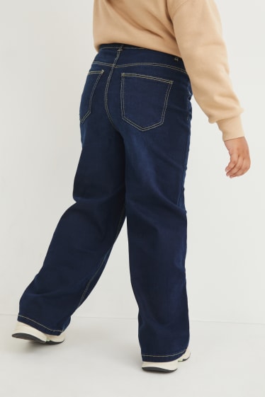 Kinderen - Uitgebreide maten - set van 2 - wide leg jeans - jeansdonkerblauw