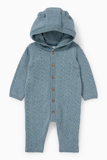 Bébés garçons - Combinaison bébé en maille - motif tressé - bleu