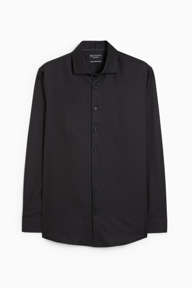 Herren - Hemd - Regular Fit - Cutaway - bügelleicht - schwarz