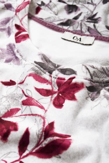 Dámské - Velurový vrchní díl pyžama - s květinovým vzorem - světle šedá