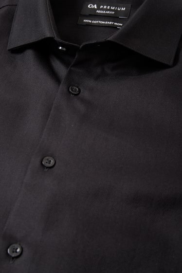 Herren - Hemd - Regular Fit - Cutaway - bügelleicht - schwarz