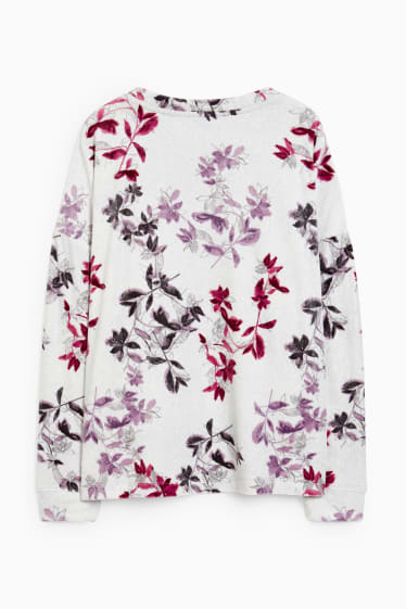 Dona - Part superior de pijama de vellut - de flors - gris clar