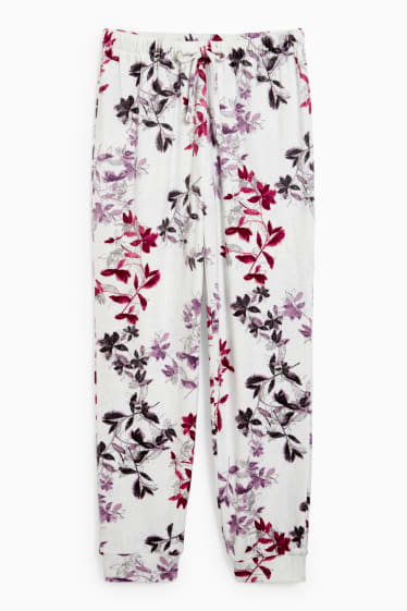 Dona - Pantalons de pijama de vellut - de flors - gris clar