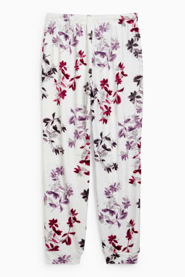 Dona - Pantalons de pijama de vellut - de flors - gris clar
