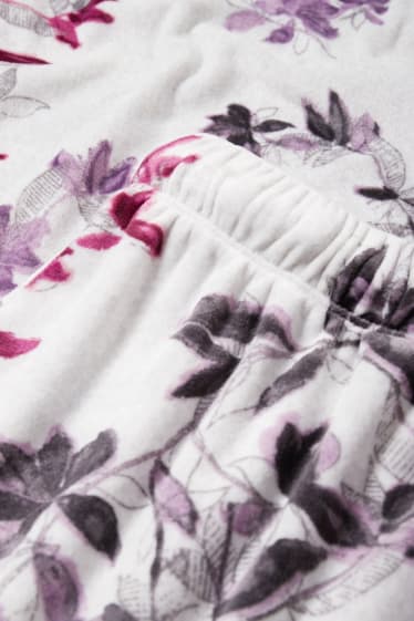 Dona - Pantalons de pijama de vellut - de flors - gris clar