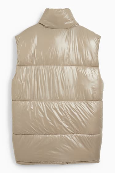 Damen - lange Steppweste - beige