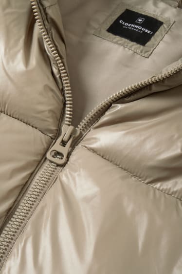 Damen - lange Steppweste - beige