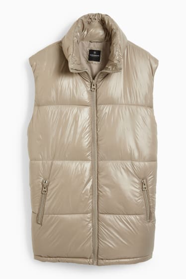 Damen - lange Steppweste - beige