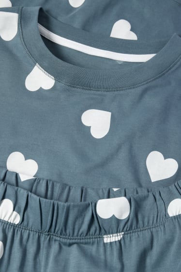 Damen - Pyjama - gemustert - blau