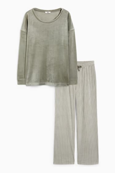 Dames - Winterpyjama van velours - groen