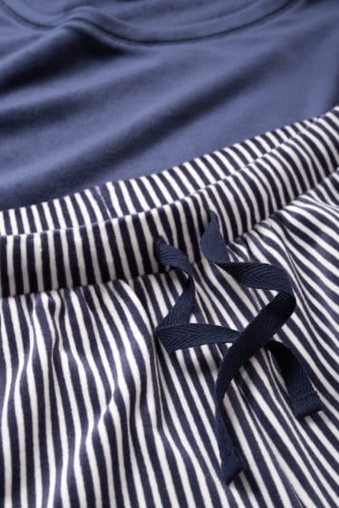 Damen - Winterpyjama aus Velours - dunkelblau