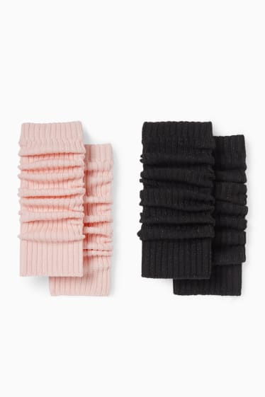 Children - Multipack of 2 - knitted leg warmers - black / rose