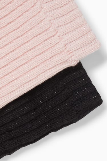 Children - Multipack of 2 - knitted leg warmers - black / rose