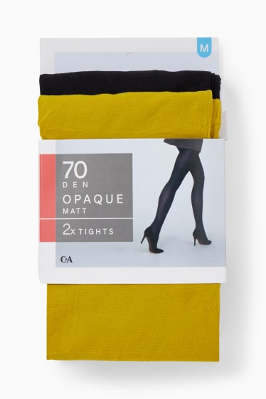 Women - Multipack of 2 - tights - 70 denier - black / gold