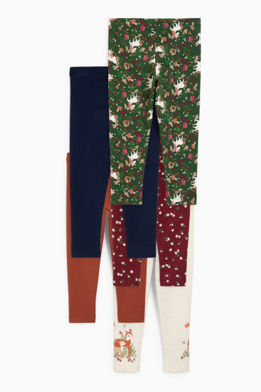 Enfants - Lot de 5 - leggings doublés - crème