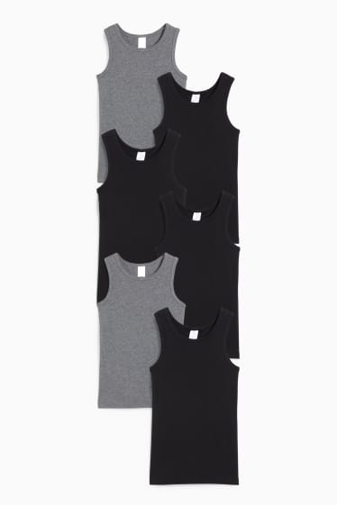 Enfants - Lot de 6 - maillots de corps - noir / gris