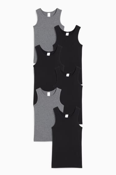 Enfants garçons - Lot de 6 - maillots de corps - noir / gris