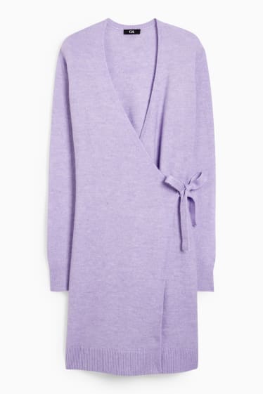 Women - Knitted wrap dress - light violet