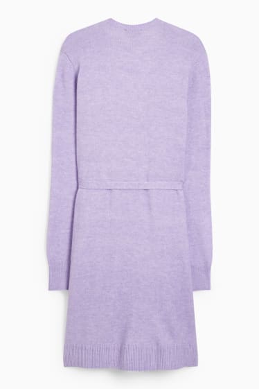 Women - Knitted wrap dress - light violet