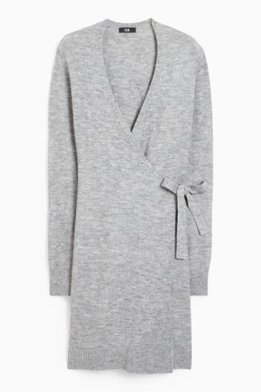 Femmes - Robe portefeuille en maille - gris chiné