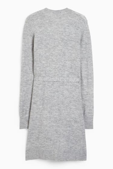 Women - Knitted wrap dress - gray-melange