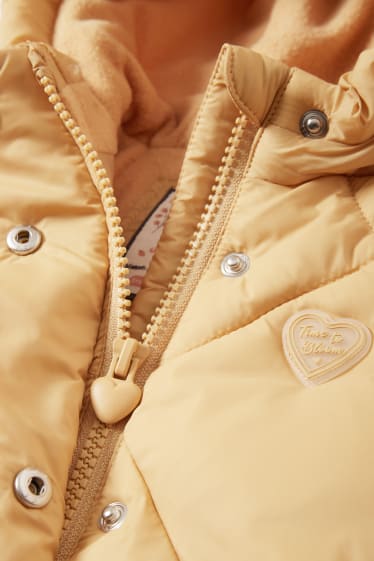 Niemowlęta - Pikowana kurtka niemowlęca z kapturem - żółty