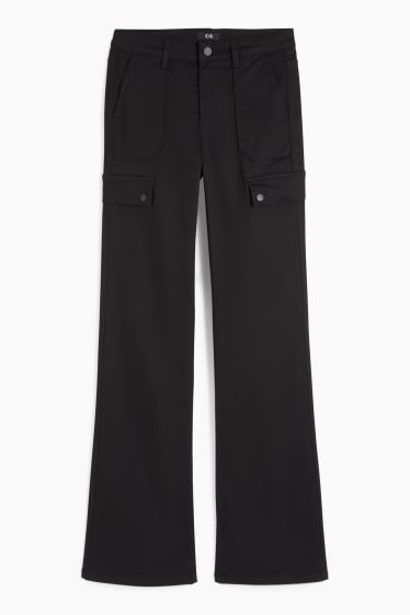 Dona - Pantalons de tela - high waist - bootcut fit - negre