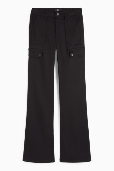 Femmes - Pantalon de toile - high waist - bootcut fit - noir