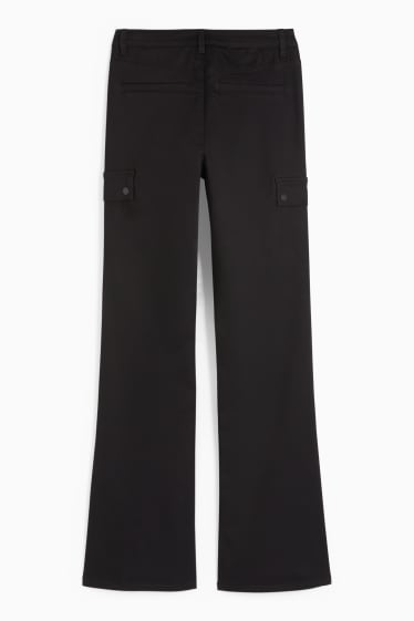 Dona - Pantalons de tela - high waist - bootcut fit - negre