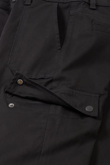 Dámské - Plátěné kalhoty - high waist - bootcut fit - černá