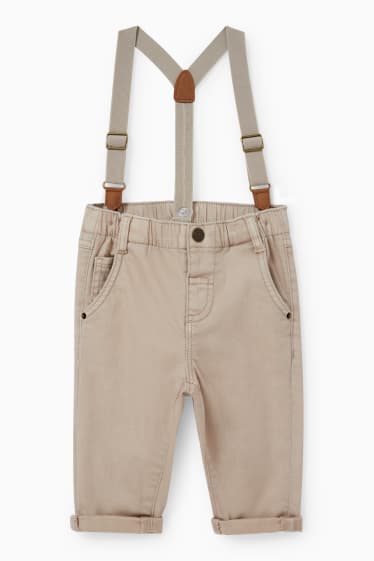 Baby Buben - Baby-Hose mit Hosenträgern - taupe