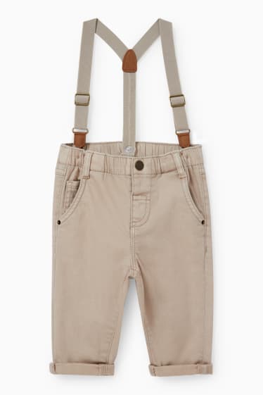 Bébés - Pantalon pour bébé doté de bretelles - taupe