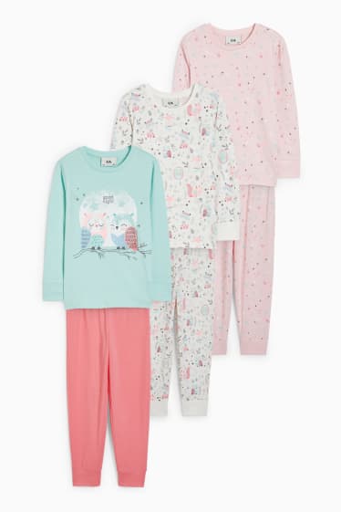 Bambine - Confezione da 3 - pigiama - 6 pezzi - verde menta