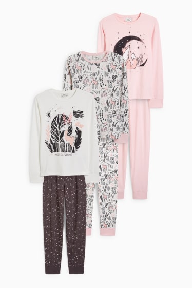 Bambine - Confezione da 3 - pigiama - 6 pezzi - rosa