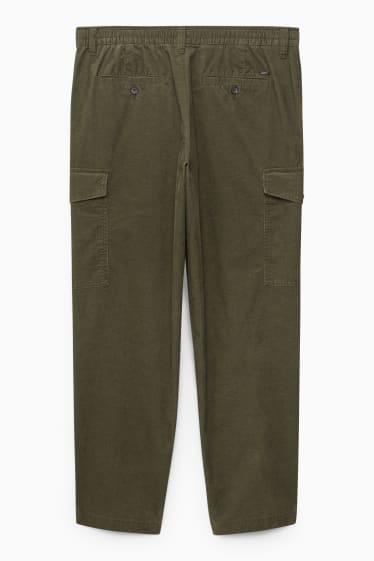 Pánské - Manšestrové cargo kalhoty - regular fit - zelená