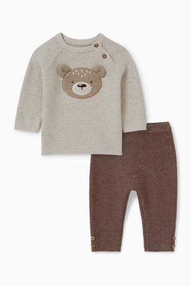 Bebés niños - Conjunto de punto para bebé - 2 piezas - beige claro