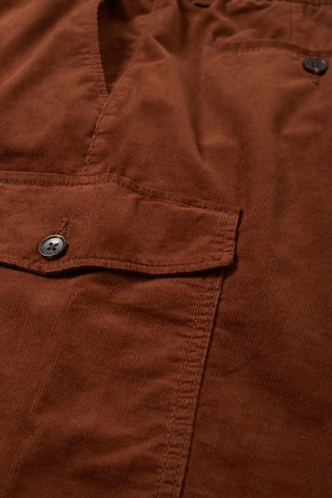 Men - Corduroy cargo trousers - regular fit - brown