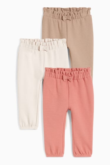 Baby: meisjes - Set van 3 - babyjoggingbroek - donker rose