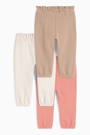 Baby: meisjes - Set van 3 - babyjoggingbroek - donker rose