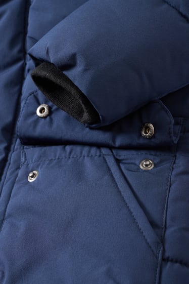 Kinderen: jongens - Gewatteerde jas met capuchon - donkerblauw