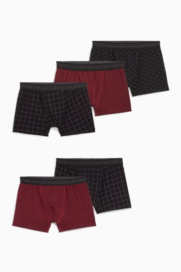 Men - Multipack of 5 - boxer shorts - jersey - dark red