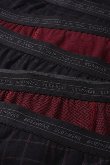 Men - Multipack of 5 - boxer shorts - jersey - dark red