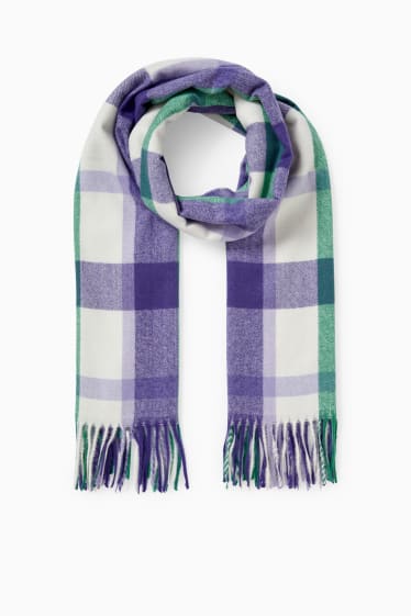 Women - Scarf - check - violet